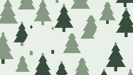 Obraz premium Green Evergreen Trees Seamless Pattern Minimalist Winter Design