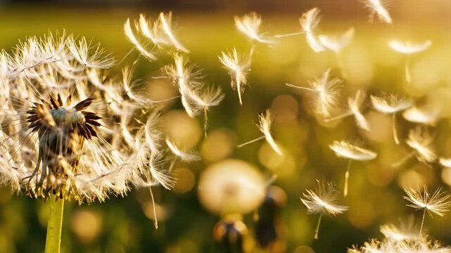 Animated Dandelion Seeds Flying Away Seamless Loop Gentle