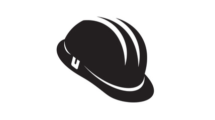 Black construction helmet design element on transparent background silhouette