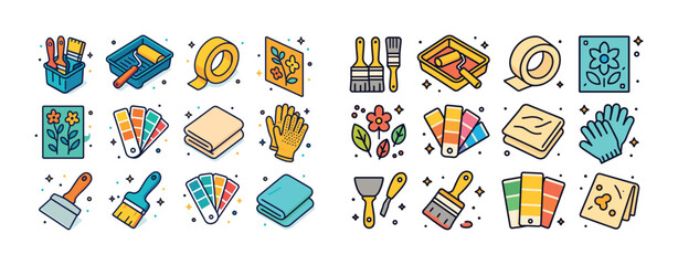 Colorful diy: painting tools and art supplies collection