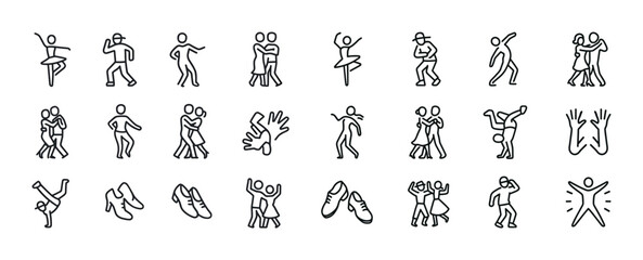 Naklejka premium Simple dance icons displaying various styles and movements