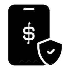 mobile banking secure protection glyph icon