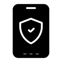 mobile phone secured glyph icon
