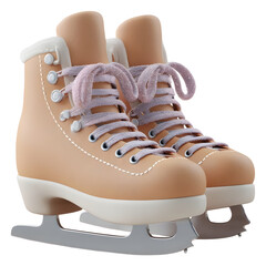 Cute stylized beige ice skates with pink laces