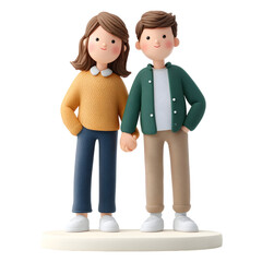 Stylized 3D couple holding hands symbolizing love and connection