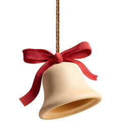 Ceramic Christmas bell with red ribbon ornament