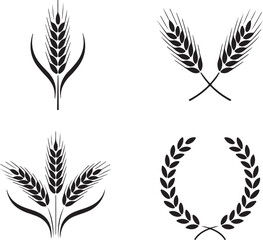 Obraz premium Four black wheat and laurel wreath icons