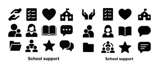 School support icons: education, communication, community, learn