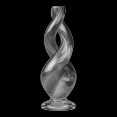 Elegant twisted glass vase reflecting light with opalescent sheen