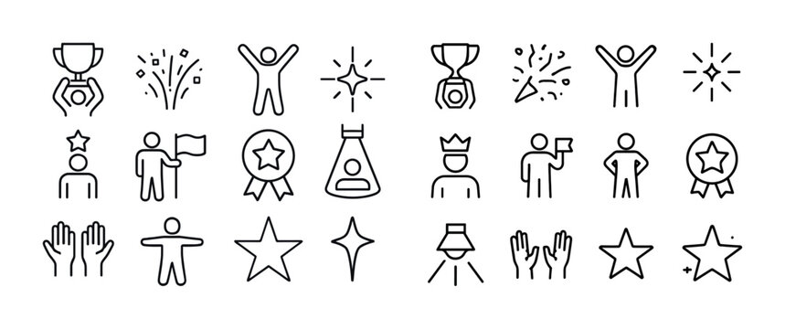 Icon set: achievement, celebration, and recognition symbols in l