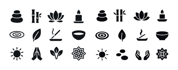 Fototapeta premium Minimalist spa and meditation icons: relaxation, wellness, and z