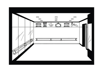 Elegant Dance Studio with Mirrors and Barres for Performance Arts Practice layout architecture interior design icons exclusive