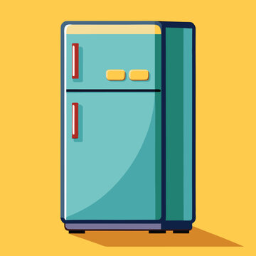 Household refrigerator in retro style. Vector illustration.