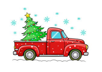 christmas car with christmas tree