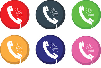 Rounded multicolor 3D phone icon design style