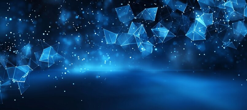 Blue backdrop with sophisticated connections for technology and communication network visualization. - Powered by Adobe