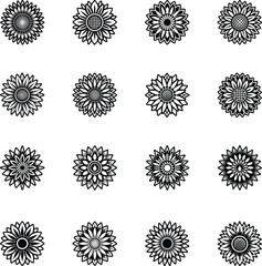 Glyph Style Sunflower Logos 
