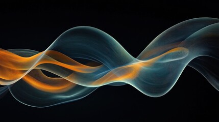 Abstract waves, flowing design, black background, dynamic lines