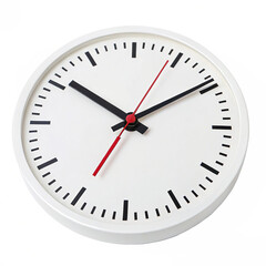 Time shown on a round clock with black and red hands in a standard design without any numbers isolated on transparent background