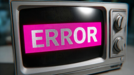 Retro TV with error message on screen, vintage broadcast glitch.