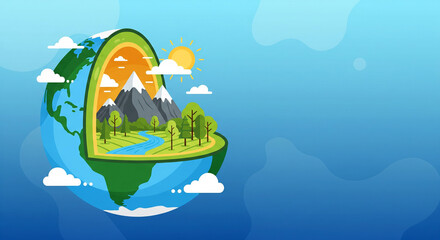 Naklejka premium Earth Day Flat Illustration Banner with Copy Space