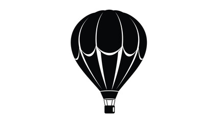 Detailed black hot air balloon design with basket a striking silhouette © PAKE