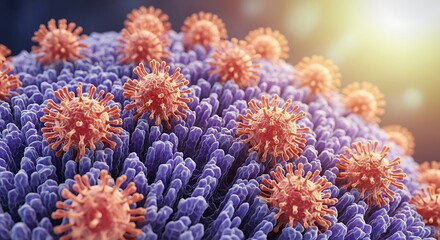 Cluster of viruses in a cellular environment