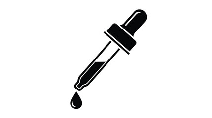 A simple black dropper icon against a white background silhouette