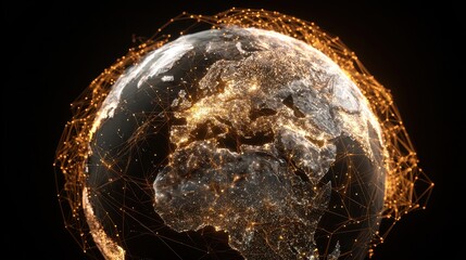 A globe with a network of lights around it