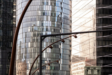 Abstract architecture office facade with modern corporate business finance theme in urban building background, professional financial atmosphere and geometry