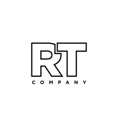 Letter R and T, RT logo design template. Minimal monogram initial based logotype.