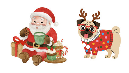 Santa Claus with reindeer and sleigh