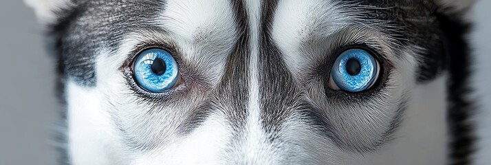 Majestic Husky with Striking Blue Eyes Gazing Intently, Capturing the Soul of This Beautiful Breed