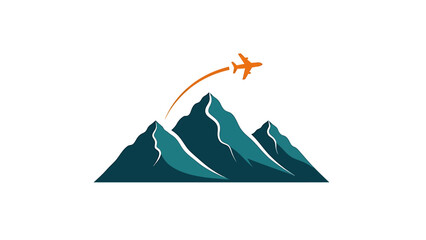 Minimalist Mountain Airplane Logo Design for Travel and Adventure Brands