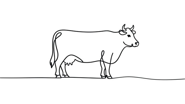 minimal continuous line art of cow with calf, elegant one line farm animal illustration symbolizing motherhood, rural life, agriculture, dairy farming and organic livestock design