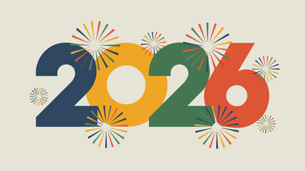Vibrant 2026 celebration with colorful fireworks