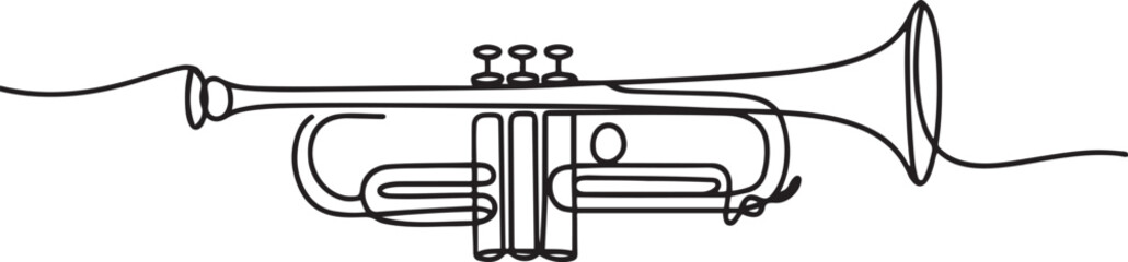 Vector continuous one single line drawing of music trumpet.one line  vector illustration  with out background