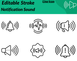 A simple notification sound icon showing a bell or speaker with curved sound waves extending outward. Clean minimal design symbolizing alerts audio notifications reminders, and active sound signals.
