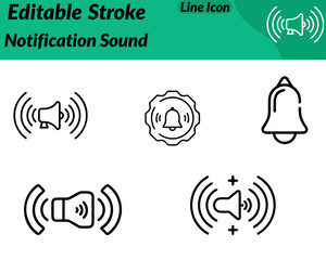 A modern notification sound icon featuring a bell or speaker symbol with smooth radiating sound waves. Designed in a clean style represent alerts reminders audio notifications, and system sound cues.