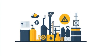 Industrial Chemical Plant Laboratory Equipment Vector Illustration.