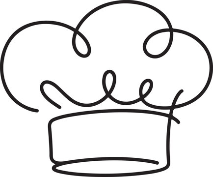 One single line drawing of chef hat or cap.one line  vector illustration  with out background