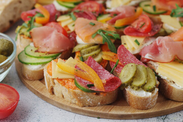 Oblozeny chlebicek or just chlebicek, traditional open sandwich in Czech Republic	