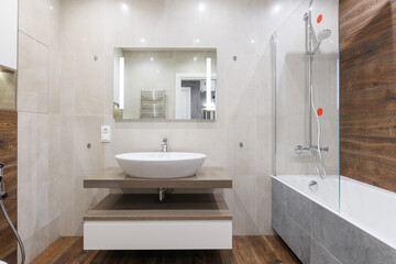 modern bathroom room with toilet and washing machine