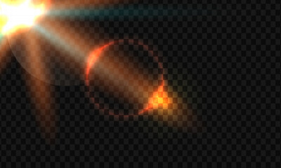 Lens Flare Light Burst Overlay Transparent Background – Glowing Star Light, Cinematic Sunbeam Effect, Optical Flare for Creative Design, Photo Editing and Visual Effects