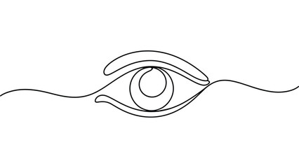  minimal continuous line art illustration of a human eye, one line drawing symbolizing vision, observation, awareness, protection, creativity and modern abstract concept design