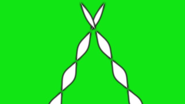 Hanging single line movement animation 4k video, one line animation  green screen background, pendulum  Christmas kitten batting ornament