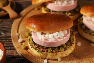 Traditional Finnish sandwich with sausage Porilainen	