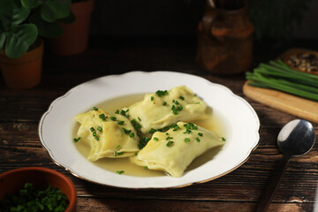 German Swabian dish - Maultaschen in broth	
