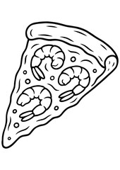 Black and white shrimp pizza slice vector, ideal for engrave, laser engrave and creative food projects