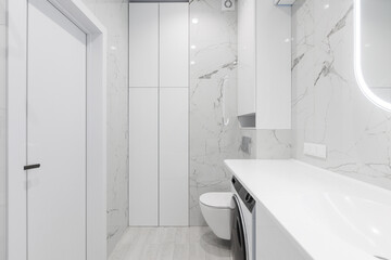 modern bathroom room with toilet and washing machine